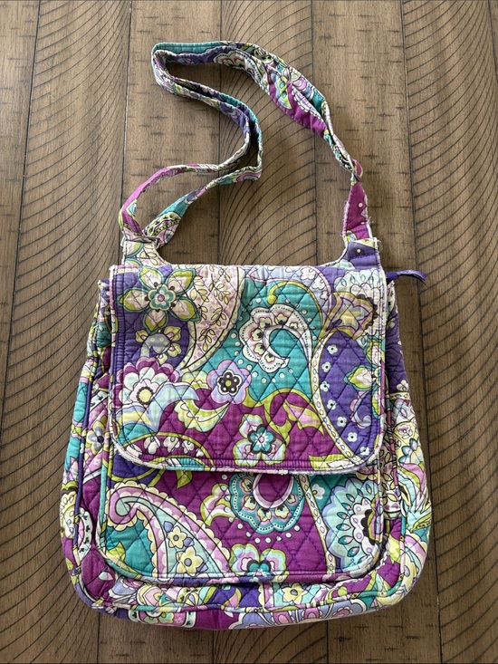 Vera Bradley Handbags - Vera Bradley Purple and Teal Quilted Paisley Crossbody
